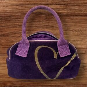 Victoria's Secret Purple Velvet Heart Mini Bag‎ Y2K Gold Charm